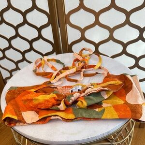 Fe Noel x Target Linen Blend Mixed Paint Print Knotted Crop Tank Top Size L